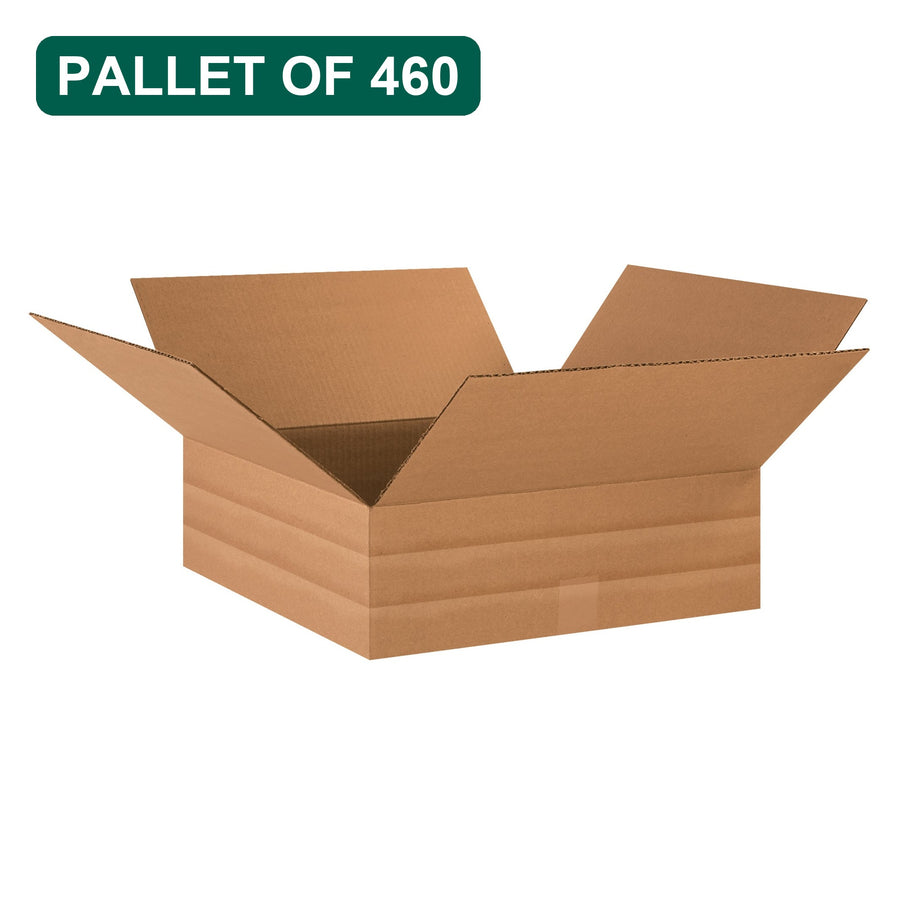 Bulk 18x18x6 Kraft Adjustable Multi-Depth Corrugated Shipping Boxes, 460 Pack Pallet, 32 ECT