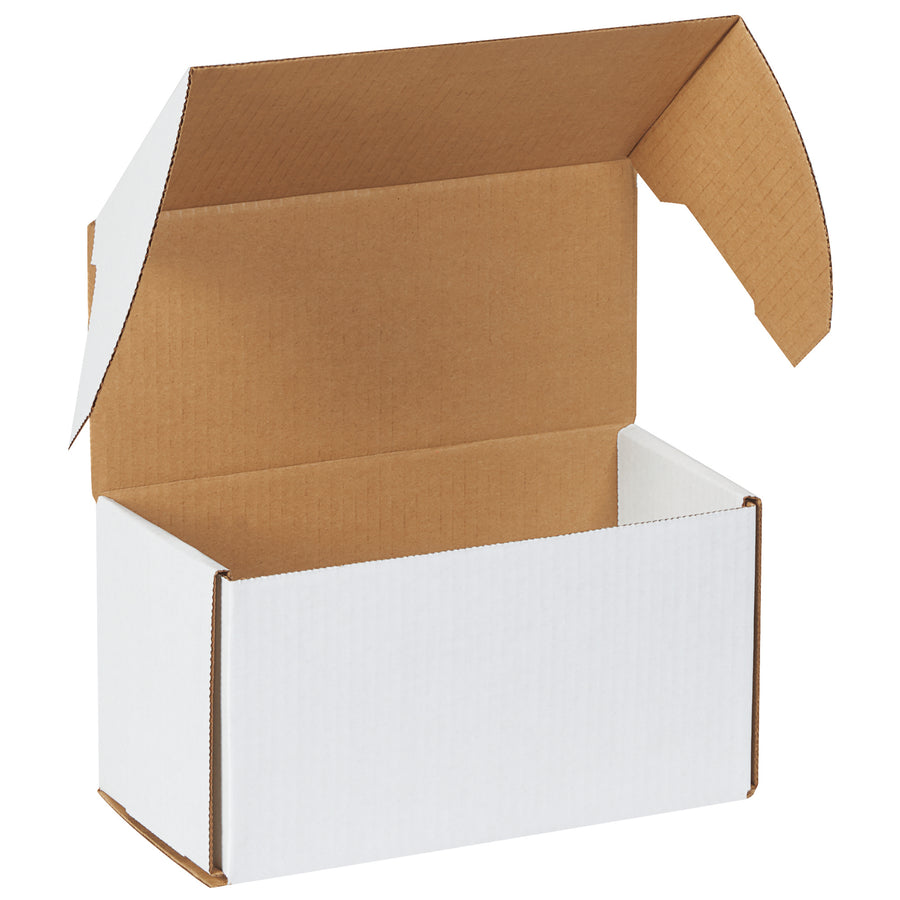 10 5/16x5x5 9/16 White Corrugated Outside Tuck Mailers - No Tape Needed, Bundle of 50
