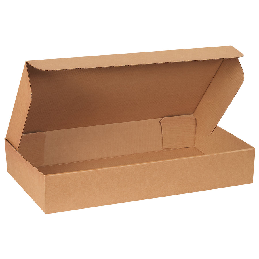 Professional-grade kraft garment mailers designed for shipping coats, jackets, and bulky outerwear. These one-piece corrugated mailers fold together instantly without tape or glue–ship faster, cut costs. ECT-32-B strength withstands handling. Sold in bundles of 25.