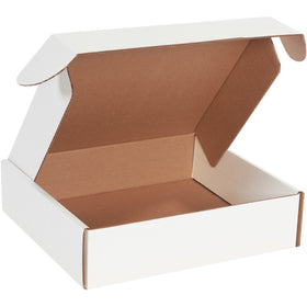Professional 12x11x3 white deluxe literature mailers engineered for e-commerce brands that demand puncture-resistant, crush-resistant packaging. Features protective side flaps, front locking tabs, and one-piece fold-and-tuck assembly‚no tape, glue, or staples required. ECT-32B corrugated construction ensures your documents and products arrive pristine. Bundle of 50 boxes.