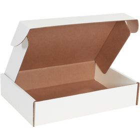 Professional-grade 14x10x3 deluxe literature mailers featuring protective side flaps and front locking tabs for maximum document security. Manufactured from strong ECT-32-B white corrugated with crush-resistant design. Assembles in seconds without tape, glue, or staples–sold as a convenient bundle of 50.