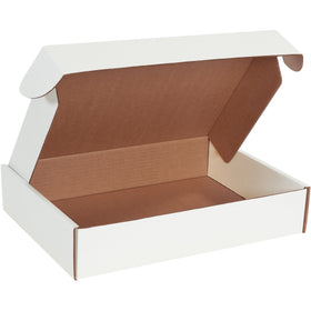 Professional-grade white deluxe literature mailers with self-sealing locking tabs and protective side flaps for maximum document protection. Made from sturdy ECT-32-B corrugated material, these crush-resistant mailers assemble in seconds without tape or tools. Bundle of 50 ready to ship.
