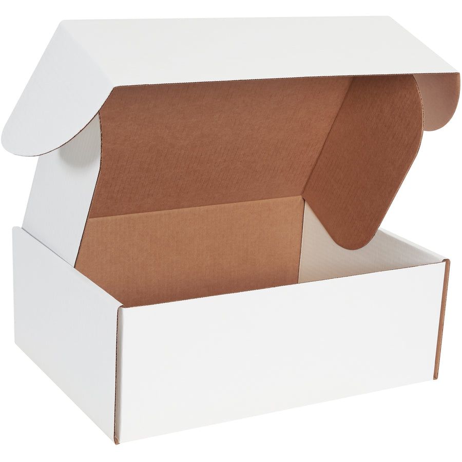 Ship documents and marketing materials with confidence using our 16x12x6 white deluxe literature mailers. Built from ECT-32-B corrugated with reinforced side flaps and front-locking tabs to ensure maximum crush resistance and professional presentation. Assembles in seconds without tape, glue, or staples–sold as a bundle of 25.