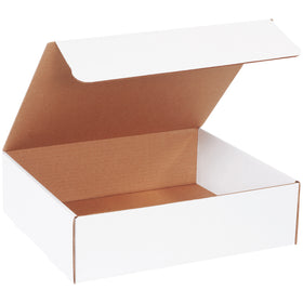 Ship branded literature and marketing materials with professional white corrugated mailers that require zero assembly time. These 14" x 12" x 4" literature mailers feature secure self-sealing tabs and crush-resistant ECT-32-B construction–perfect for e-commerce brands sending catalogs, brochures, and promotional pieces. Bundle of 50 mailers.
