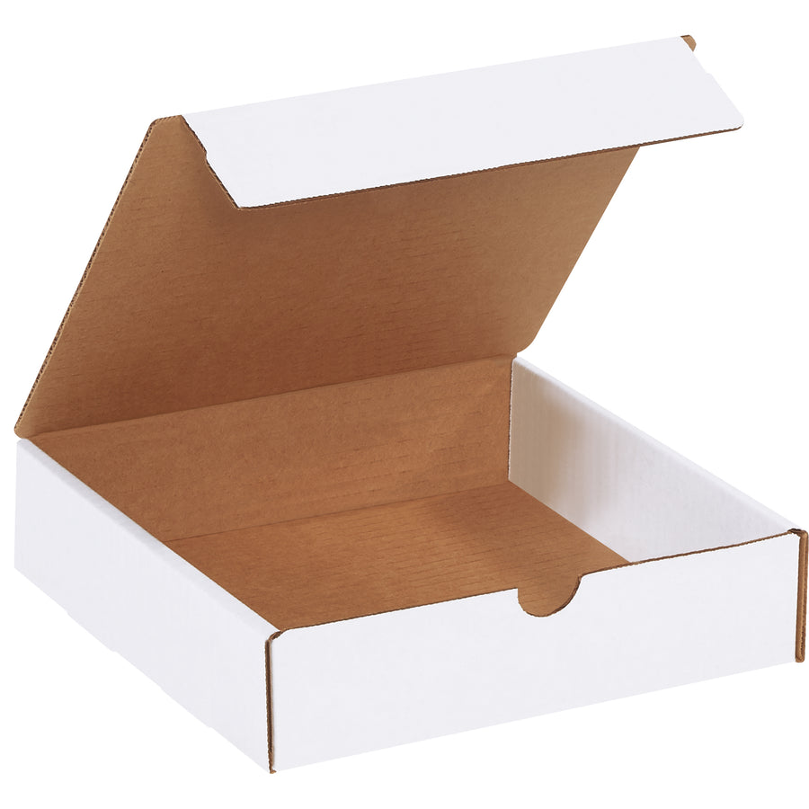 Ship literature with professional presentation using these 8x8x2 white corrugated mailers. Strong ECT-32-B construction delivers crush-resistant protection, while integrated tuck tabs ensure secure closure without additional supplies. Bundle of 50 mailers ready to fold and ship.
