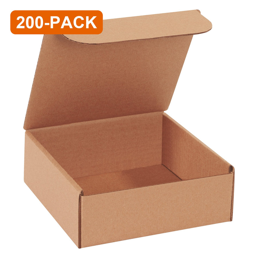 8x8x3 Kraft Fold-and-Tuck Corrugated Literature Mailers, 200-Pack (4 Bundles of 50)