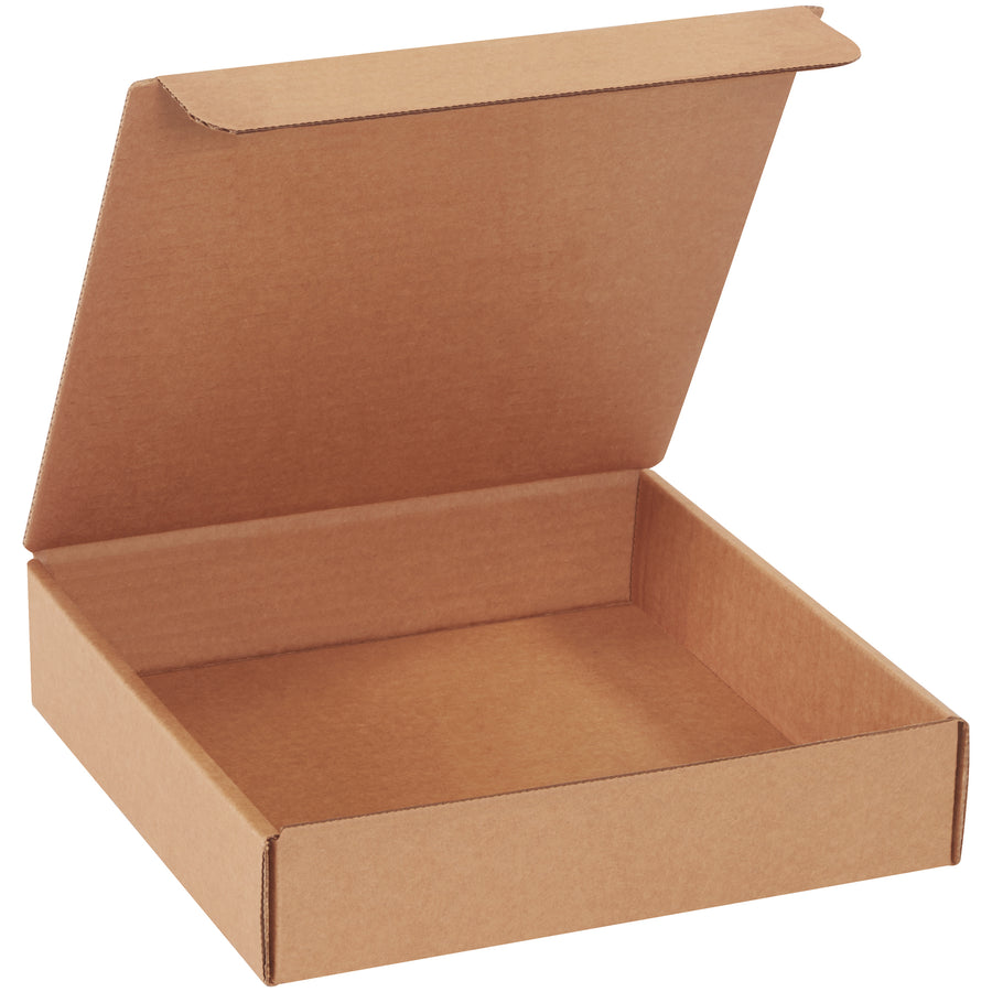 Professional 9x9x2 kraft literature mailers built from ECT-32-B corrugated for maximum crush resistance. Self-seal design assembles in seconds without tape, glue, or staples. Perfect for ecommerce brands shipping documents, catalogs, and promotional materials–50 mailers per bundle.