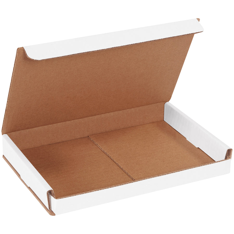 One-piece corrugated mailers in 9" x 6" x 1" dimensions with ECT-32-B crush-resistant construction. Fold-and-tuck design requires no tape, glue, or staples‚assemble in seconds. Bundle of 50 units optimized for shipping lightweight items with double-wall protection on front and sides.