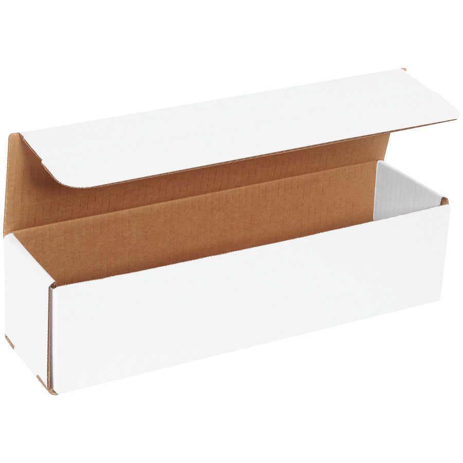 Lightweight one-piece white corrugated mailers built from ECT-32-B material for maximum crush resistance and freight efficiency. Pre-scored design folds in seconds with no tape, glue, or staples required. Perfect for small, lightweight items–50 mailers per bundle.