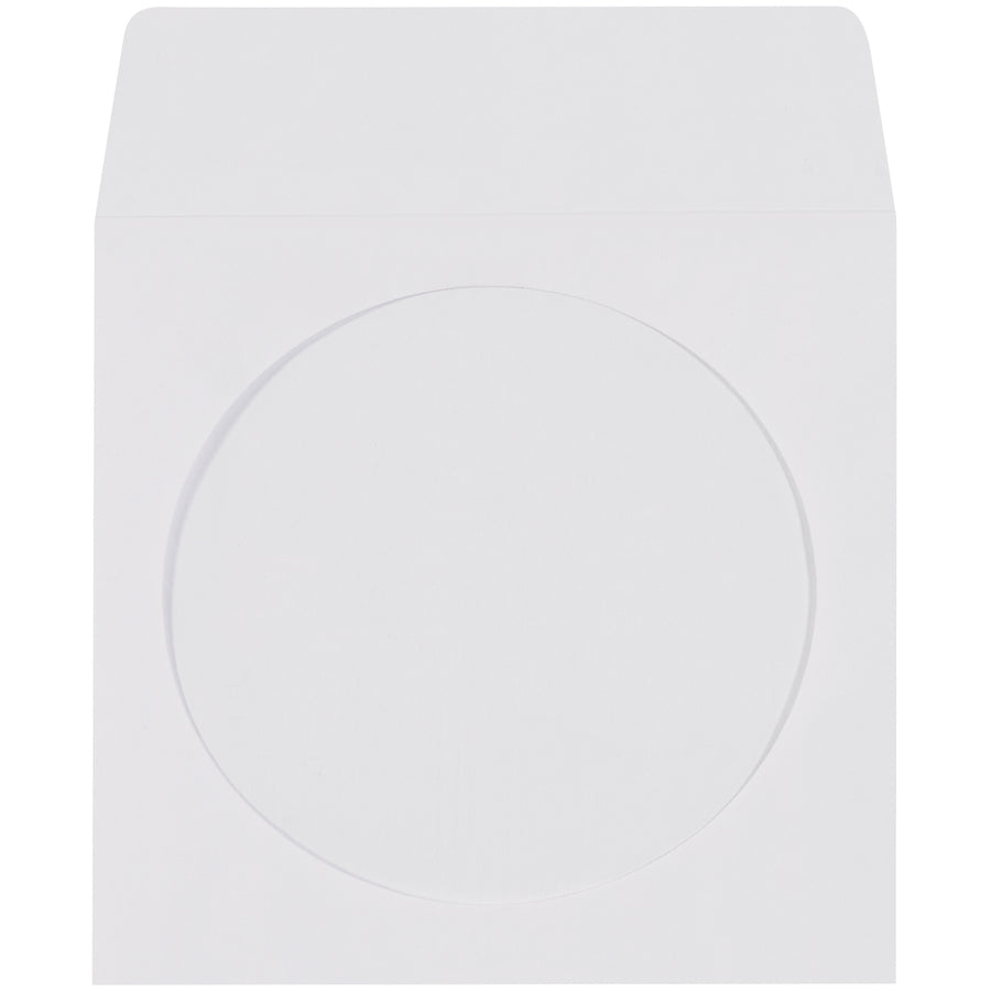 Professional-grade CD/DVD sleeves engineered for secure media storage and shipping compliance. Constructed from sturdy 24lb white woven paper with a crystal-clear poly window for easy label viewing. Sold in case quantities (500 sleeves) with ungummed flaps for flexible sealing options.