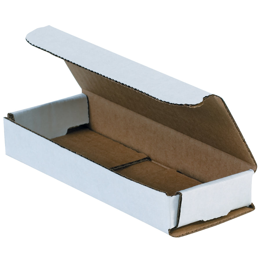 Ship lightweight items safely with zero assembly. These one-piece folding white corrugated mailers (6.5" x 2.5" x 1") feature ECT-32-B construction for crush resistance on all sides. Bundle of 50 ready to use–no tape, glue, or staples required.