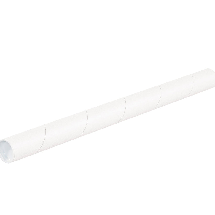 1.5x6 White Mailing Tubes with Caps 50/Case P1506W