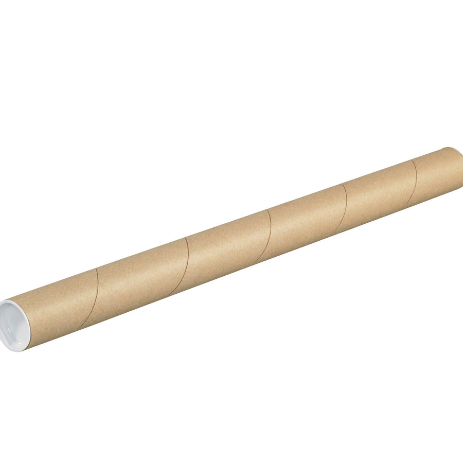 1.5x9 Kraft Mailing Tubes with Caps 50/Case P1509K