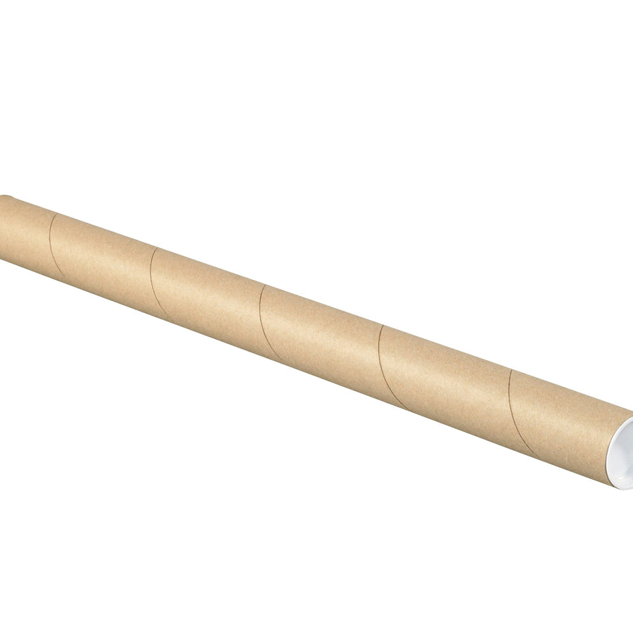 Poster & Print Mailing Tubes | 1.5 x 24 in Kraft with Caps, 50/Case P1524K