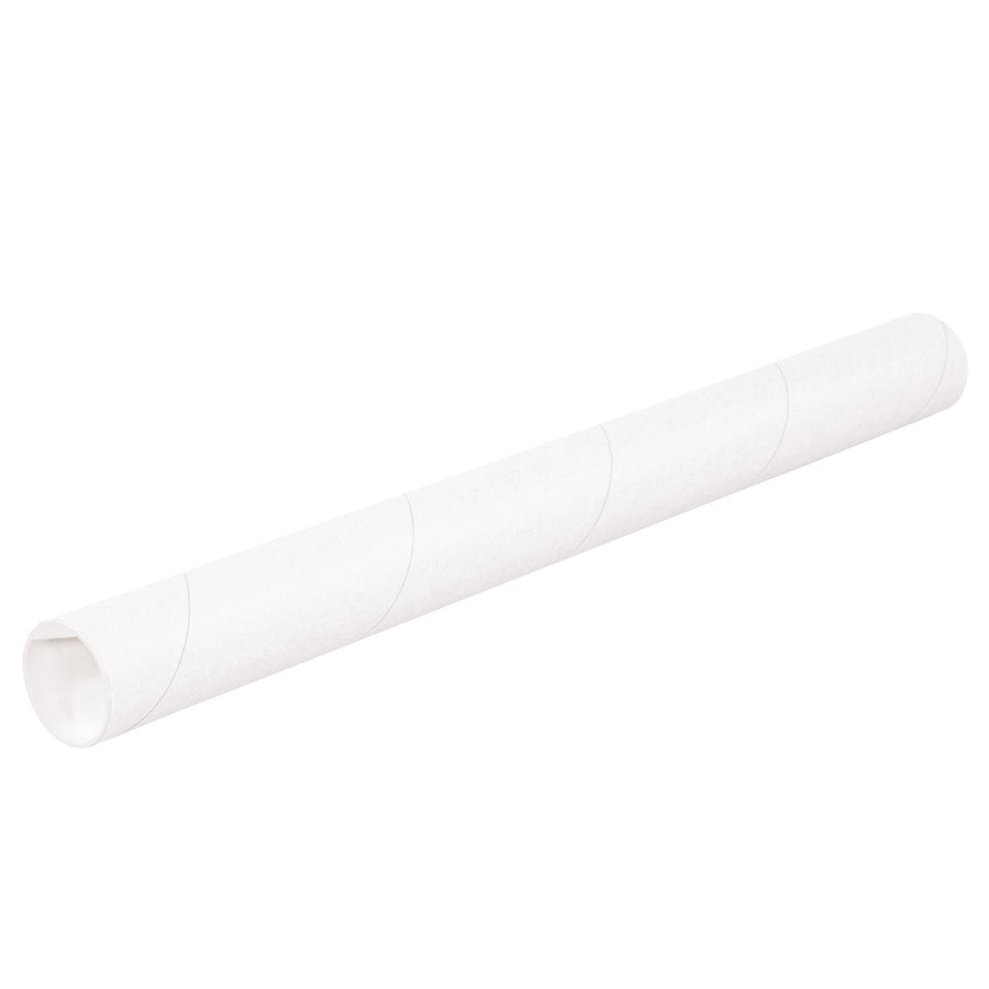 2x6 White Spiral Wound Mailing Tubes with Caps 50/Case P2006W
