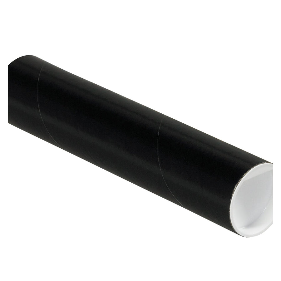 2x9 Black Spiral Wound 3-Ply Mailing Tubes with Caps 50/Case P2009BL