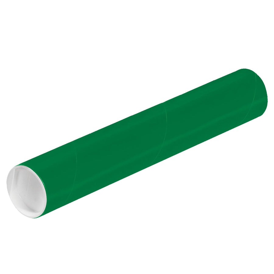2x12 Green Spiral Wound 3-Ply Mailing Tubes with Caps 50/Case P2012G