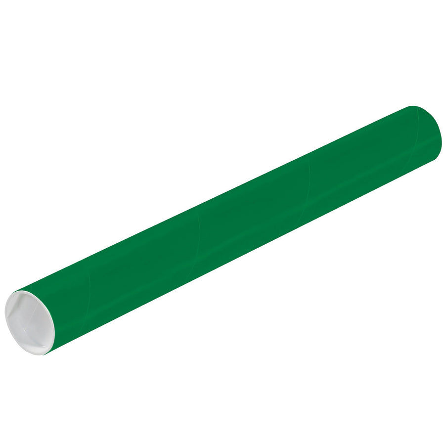 2x18 Green Spiral Wound Mailing Tubes with Caps 50/Case P2018G