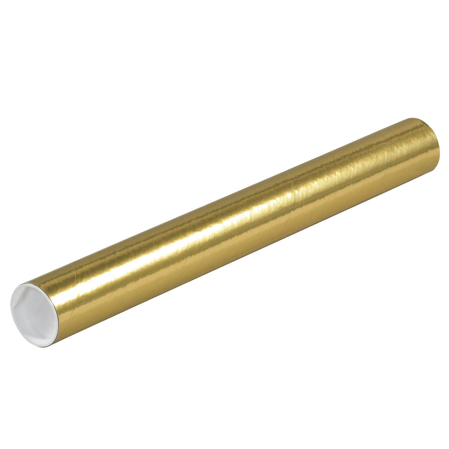 2x18 Gold Spiral Wound 3-Ply Mailing Tubes with Caps 50/Case P2018GO