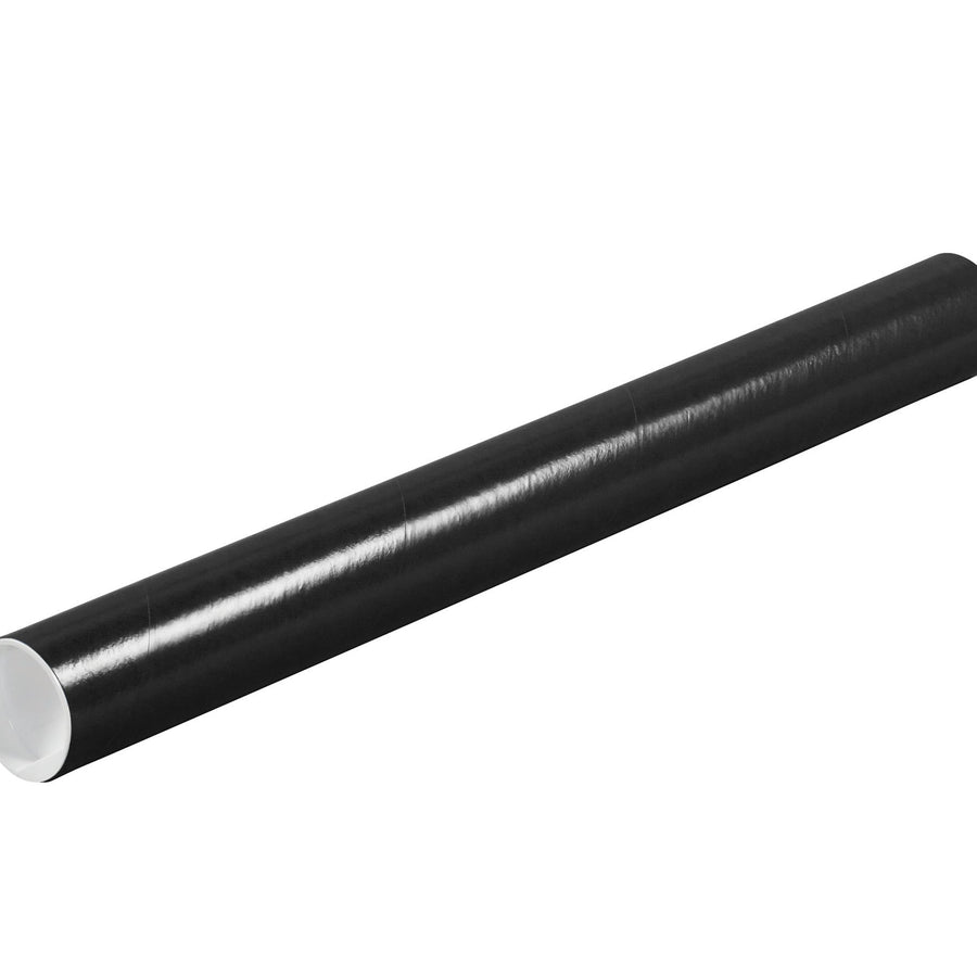 2x20 Black Spiral Wound 3-Ply Mailing Tubes with Caps 50/Case P2020BL
