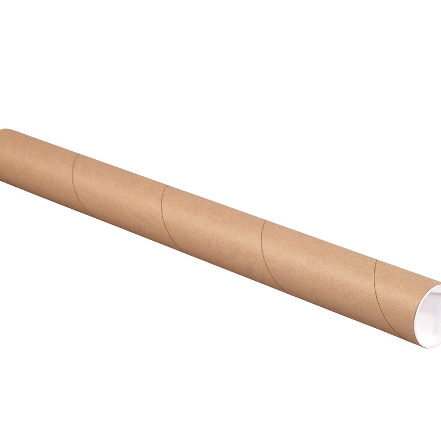 2x24 Kraft Mailing Tubes with Caps 6-Pack P2024KRP6
