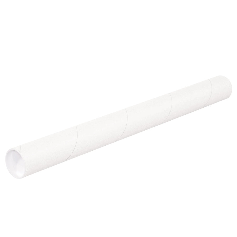 2.5x12 White Mailing Tubes with Caps 34/Case P2512W