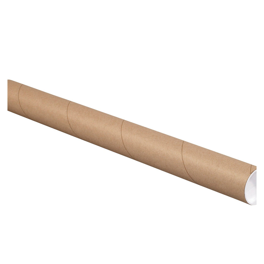Poster & Print Mailing Tubes | 2.5 x 26 in Kraft Spiral Wound with Caps, 34/Case P2526K