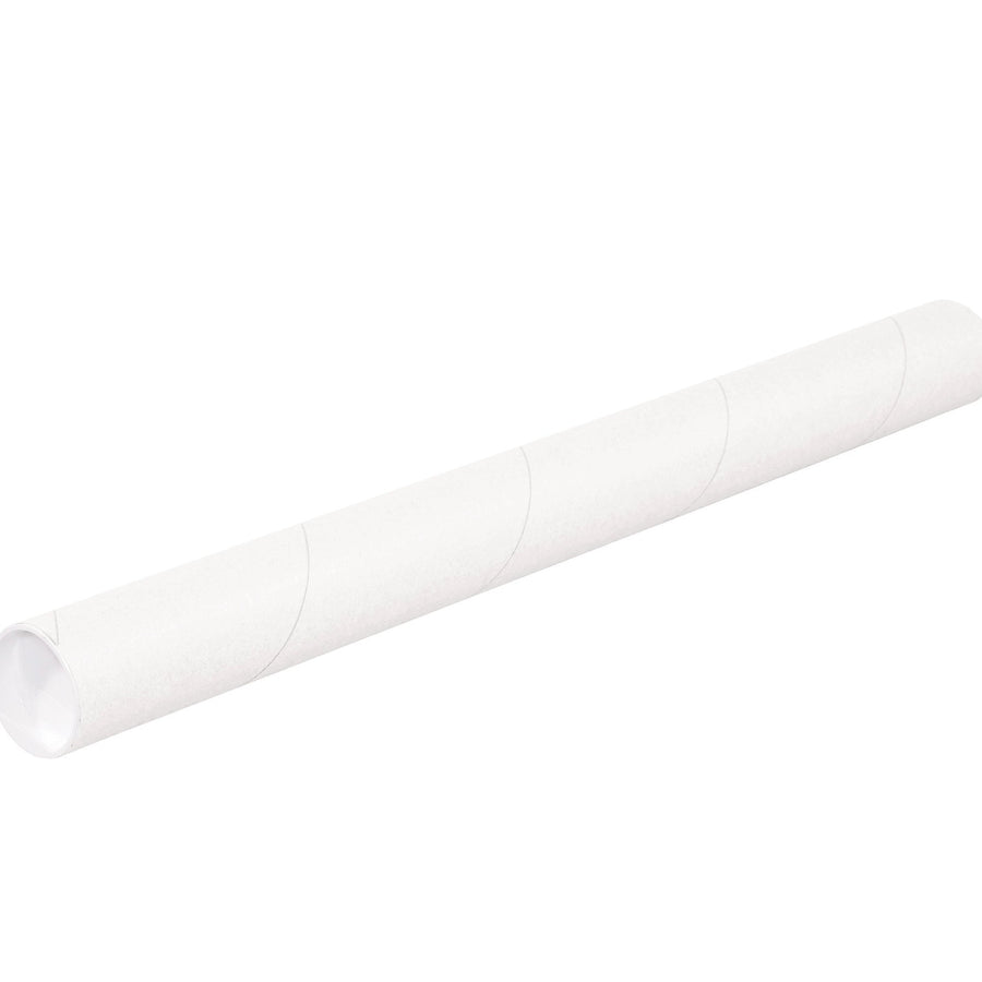 2.5x48 White Spiral Wound Mailing Tubes with Caps 34/Case P2548W
