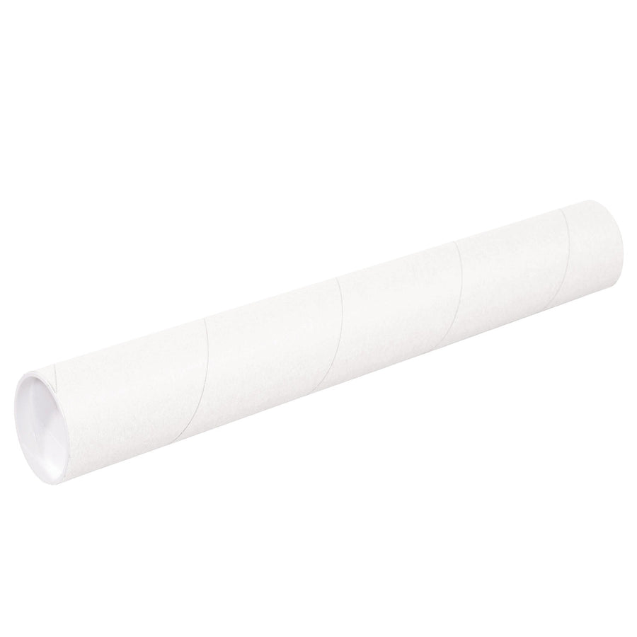 3x12 White Mailing Tubes with Caps 24/Case P3012W