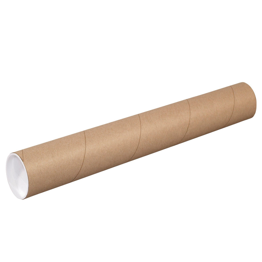 3x18 Kraft Mailing Tubes with Caps 24/Case P3018K