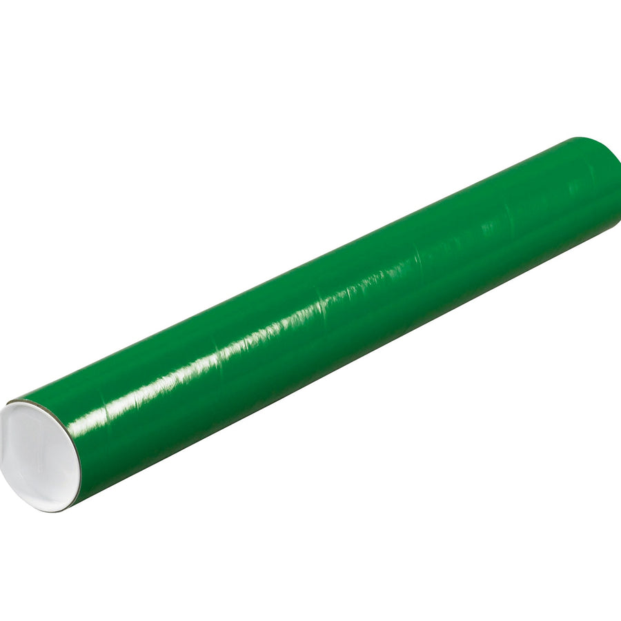 3x24 Green Spiral Wound 3-Ply Mailing Tubes with Caps 24/Case P3024G