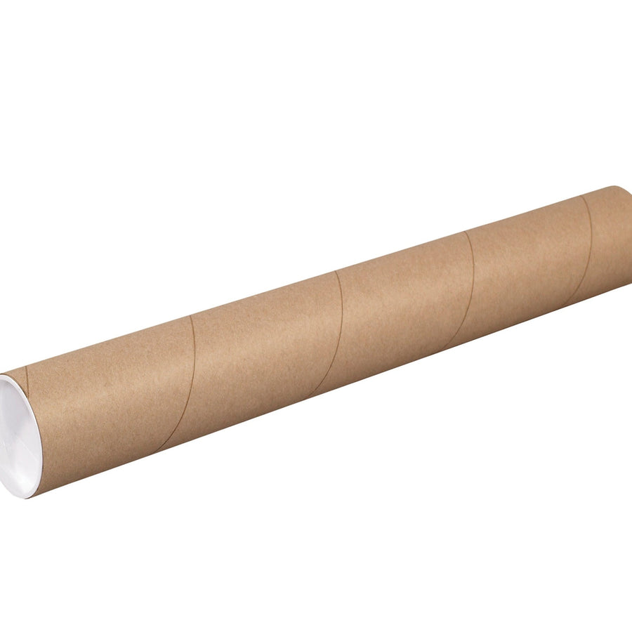 3x24 Kraft Mailing Tubes with Caps 24/Case P3024K
