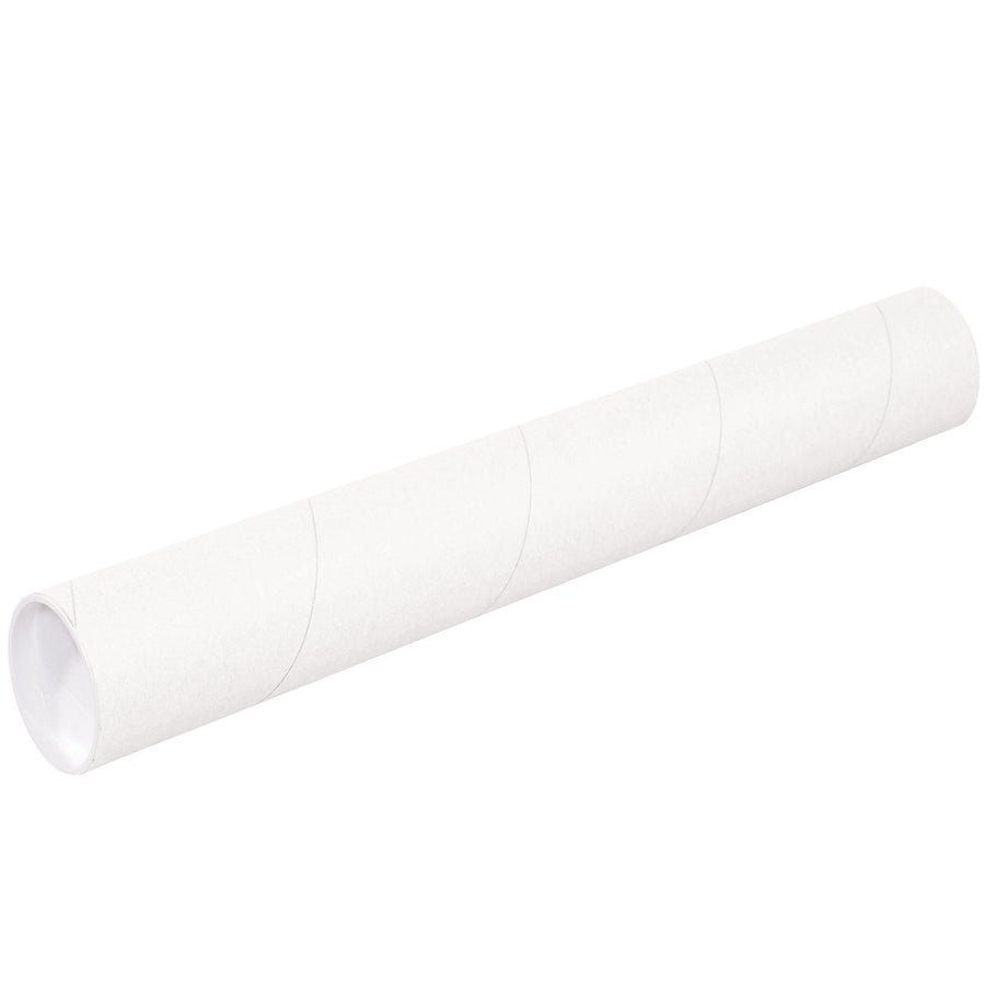 3x24 White Spiral Wound Mailing Tubes with Caps 24/Case P3024W