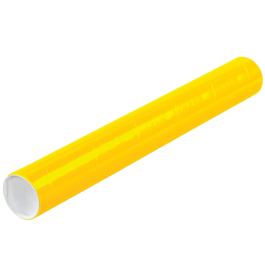 3x24 Yellow Spiral Wound Mailing Tubes with Caps 24/Case P3024Y