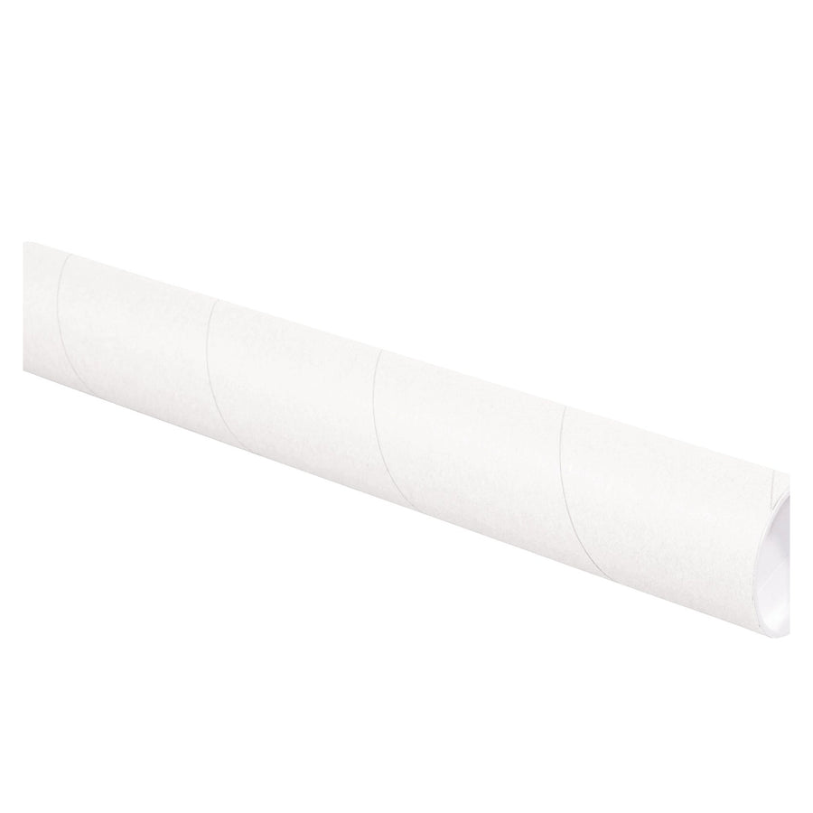 3x26 White Spiral Wound Mailing Tubes with Caps 24/Case P3026W