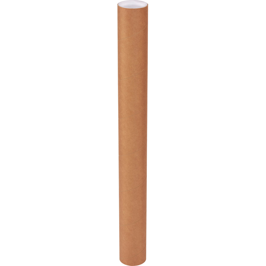 Industrial-strength 3x30 kraft mailing tubes with end caps protect documents, blueprints, and rolled materials during shipping. 0.125" thick spiral wound fibreboard construction provides rigid protection against bending and crushing. Sold by the case of 24 tubes.