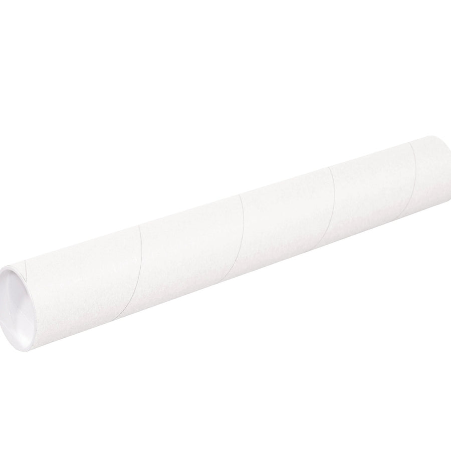 3x36 White Spiral Wound 3-Ply Mailing Tubes with Caps 24/Case P3036W