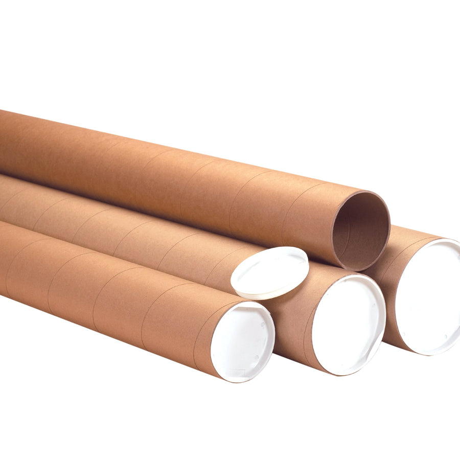 Poster & Print Mailing Tubes | 4 x 24 in Kraft Heavy-Duty with Caps, 12/Case P4024KHD