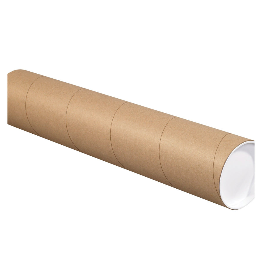 Poster & Print Mailing Tubes | 4 x 30 in Kraft Spiral Wound with Caps, 15-Pack P4030K