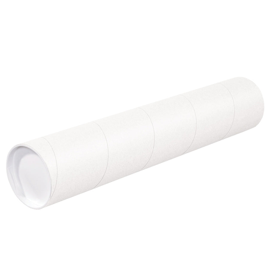 4x42 White Spiral Wound Mailing Tubes with Caps 15-Pack P4042W
