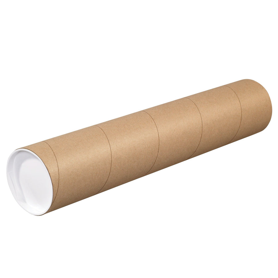 4x48 Kraft Spiral Wound 3-Ply Mailing Tubes with Caps 15/Case P4048K