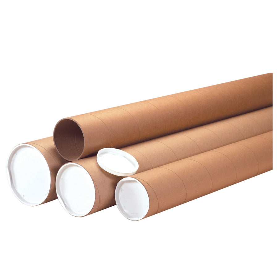 4x60 Kraft Heavy-Duty Mailing Tubes with Caps 12/Case P4060KHD