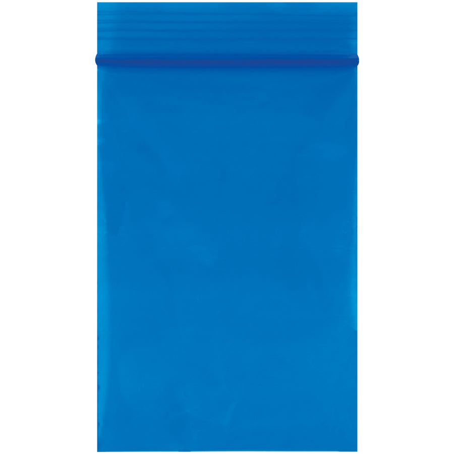 Bright blue 2 mil polyethylene reclosable bags keep inventory organized and protected. 2x3" size, case of 1000 bags. FDA and USDA compliant, reusable, and moisture-resistant for reliable product storage and identification.