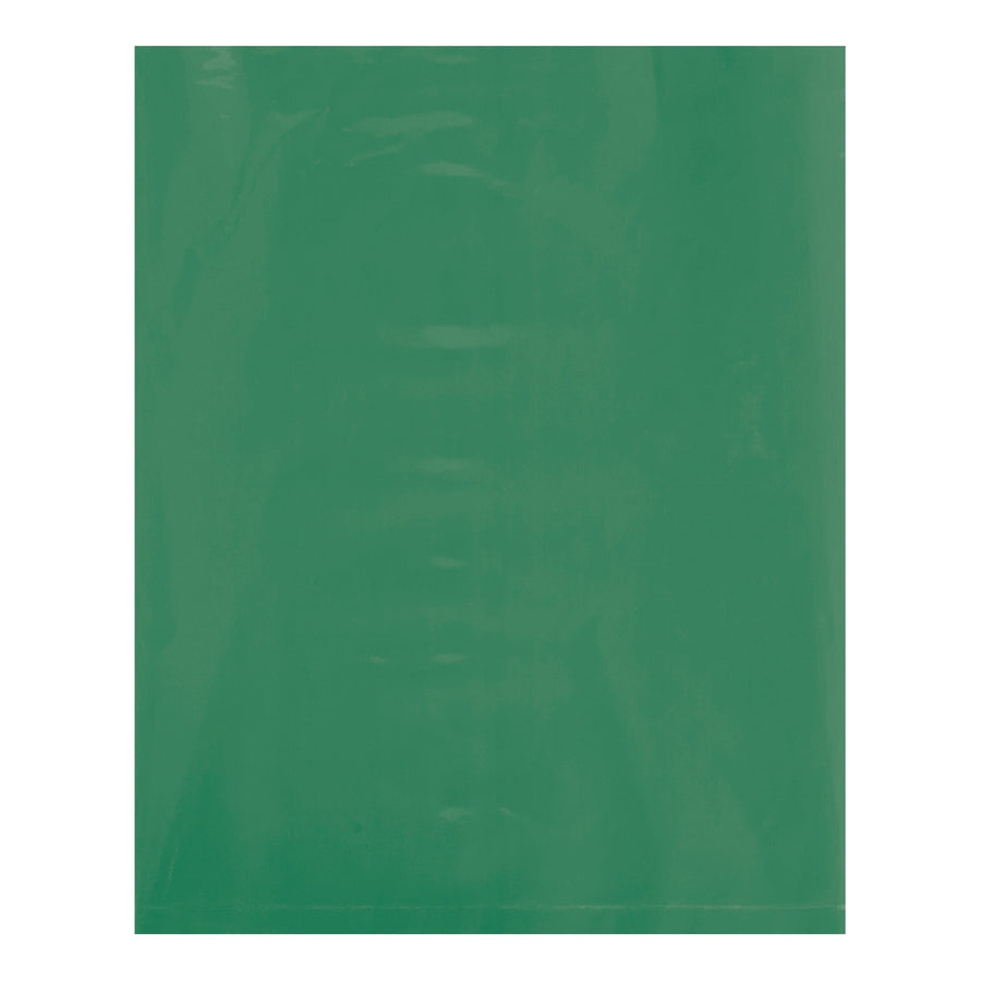 12 x 15" 2 Mil Green Flat Poly Bags - Light/Medium Duty, 100/Case