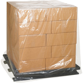 Protect large pallets and equipment with these durable 54x44x96" clear poly covers. Pre-cut and perforated for easy application, 1 mil polyethylene resists moisture and dust. 100 covers per case–the cost-effective solution for shipping compliance and product protection.