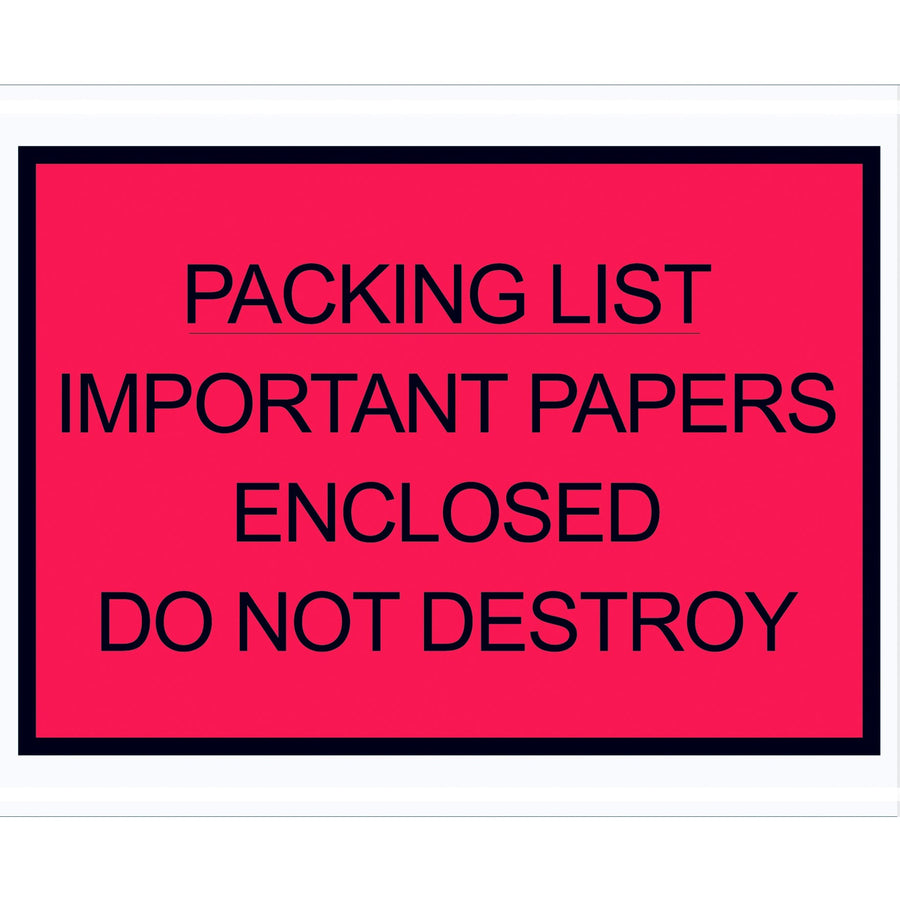 4.5x6 Red Self-Adhesive Packing List Envelopes 1000/Case PL412