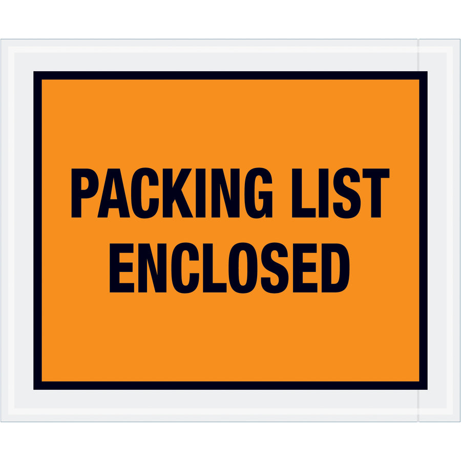 10x12" Orange Packing List Enclosed Envelopes - 2 Mil Poly, 500/Case