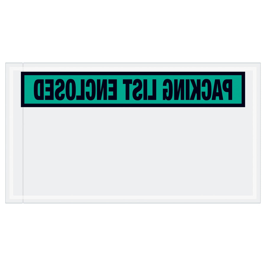 5.5x10 2 Mil Green Self-Adhesive Packing List Envelopes 1000/Case PL432