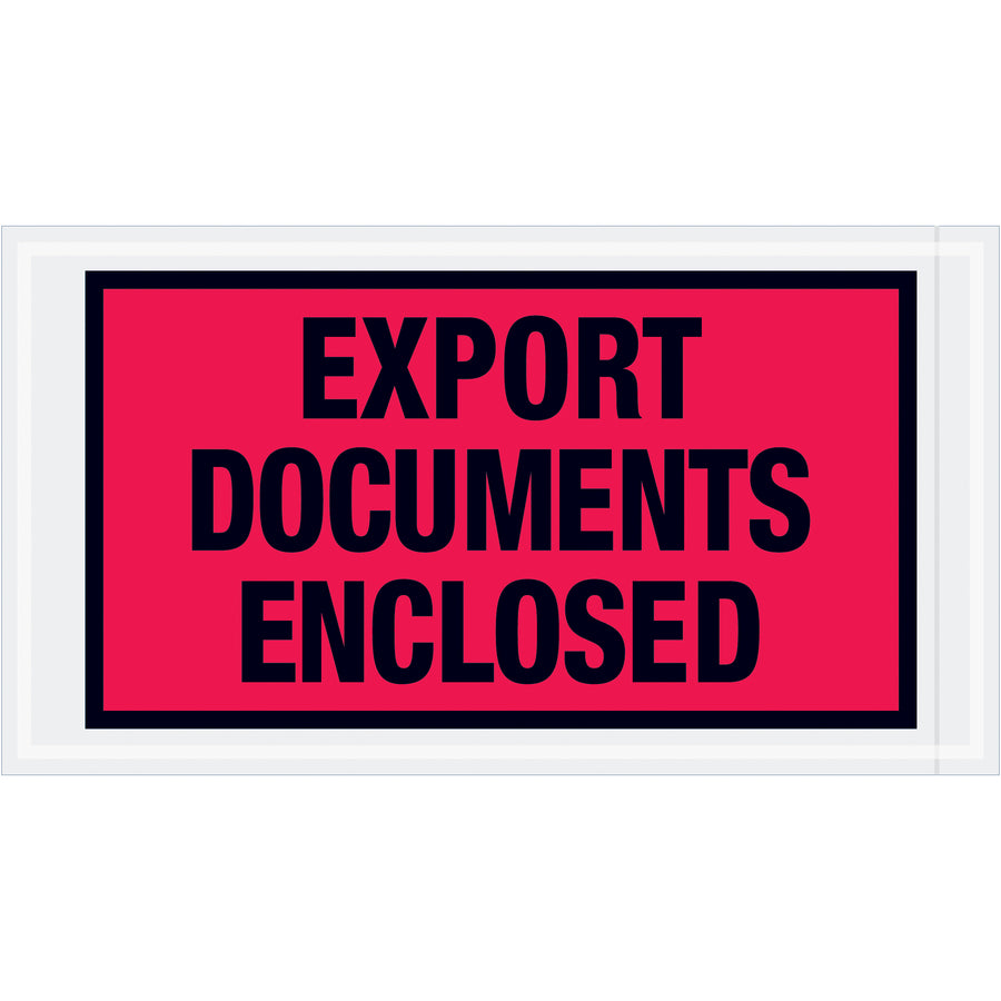 Protect and organize critical shipping documents with these heavy-duty 5.5x10 red export envelopes. Pre-printed with specialty messages and backed with hot melt adhesive for strong, reliable adhesion to paper and corrugated. Sold by the case (1000 envelopes) for maximum efficiency.