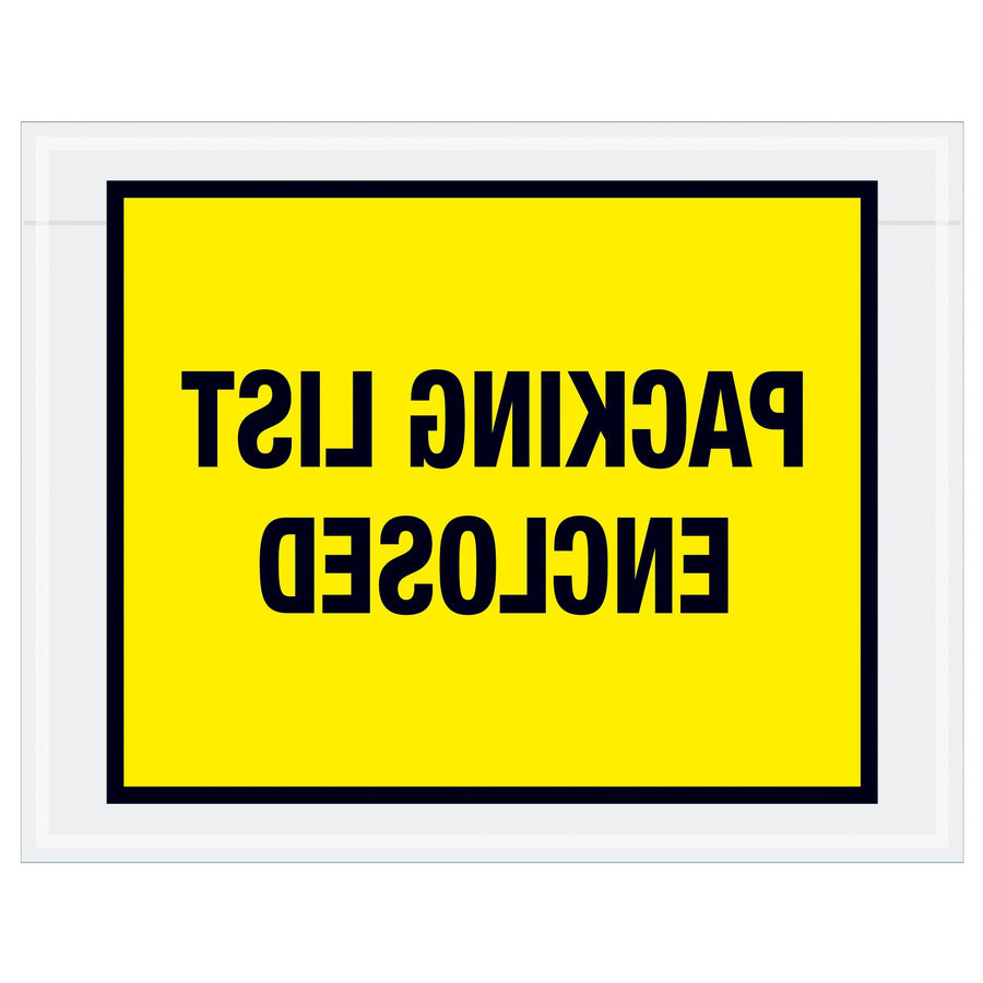 7x5.5 2 Mil Yellow Self-Adhesive Packing List Envelopes 1000/Case PL456